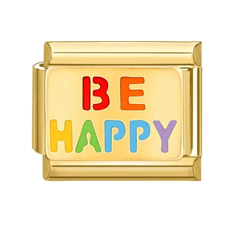 Be Happy Gold Charm - İtalyan Charm Bileklik