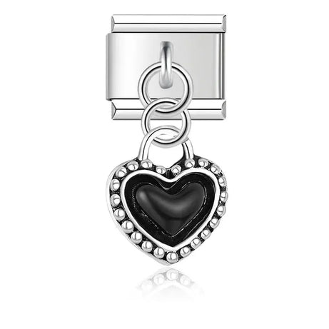 Black Heart Charm - İtalyan Charm Bileklik