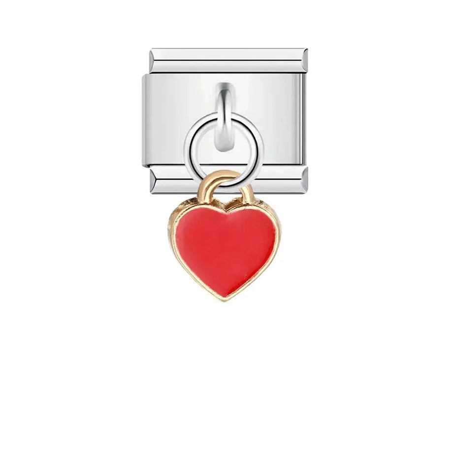 Elegant Red Heart Charm - İtalyan Charm Bileklik