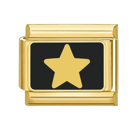 Gold Star Black Charm - İtalyan Charm Bileklik