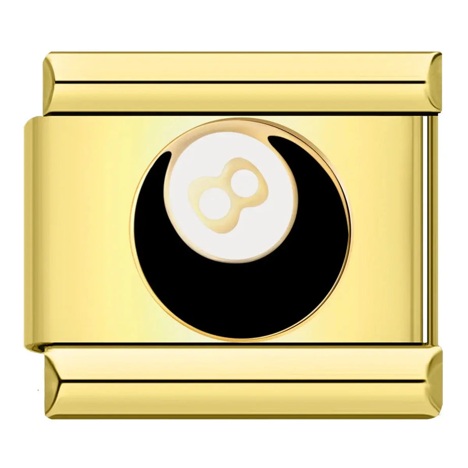 Golden Eight Ball Charm - İtalyan Charm Bileklik