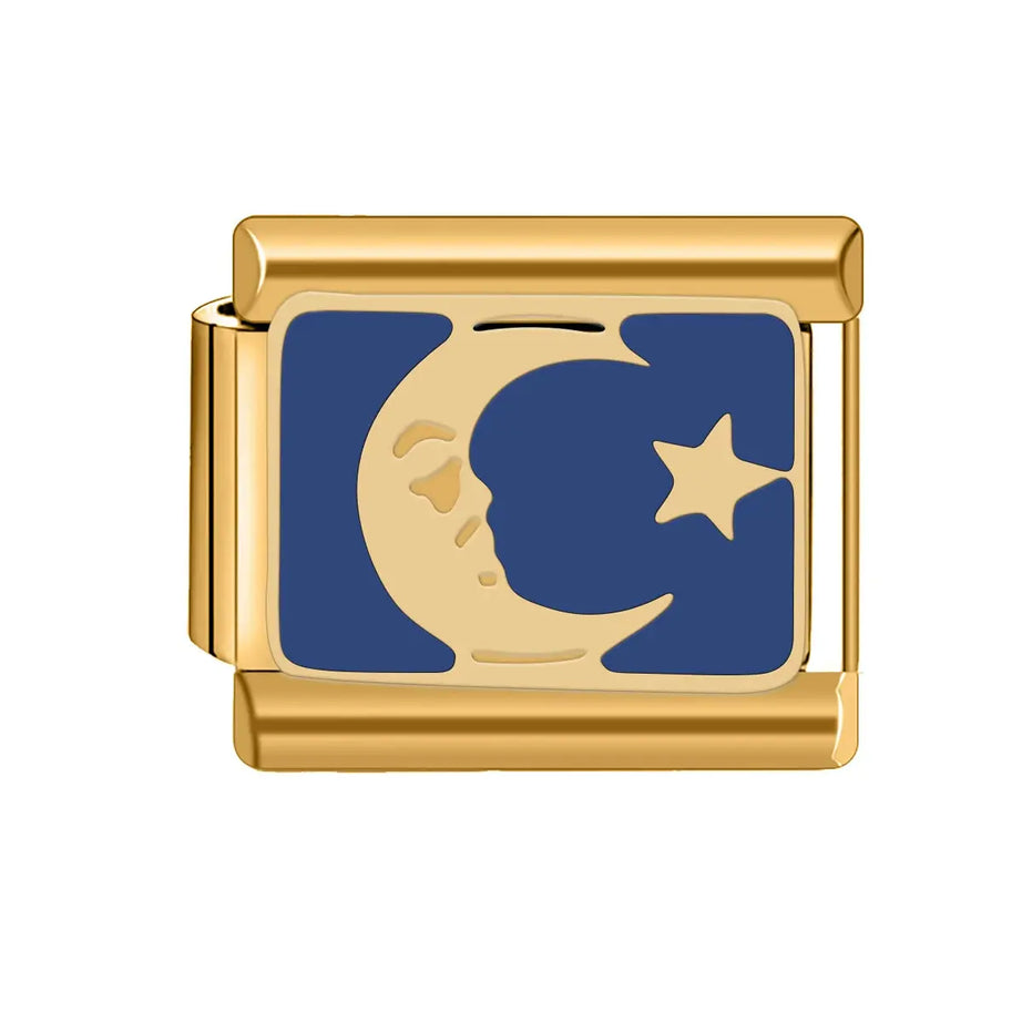 Golden Moon and Star Charm - İtalyan Charm Bileklik