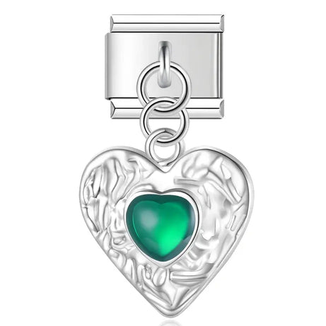 Green Stone Heart Charm - İtalyan Charm Bileklik