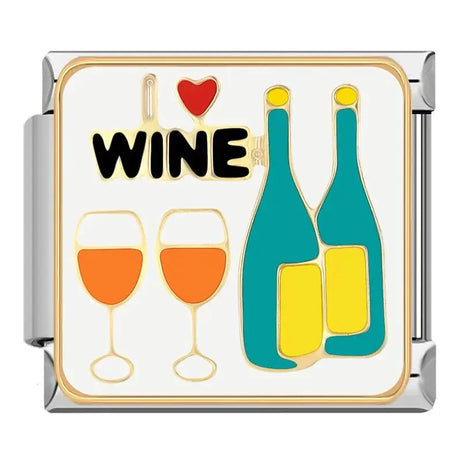 I Love Wine Charm - İtalyan Charm Bileklik