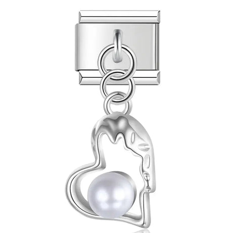 Pearl Heart Charm - İtalyan Charm Bileklik