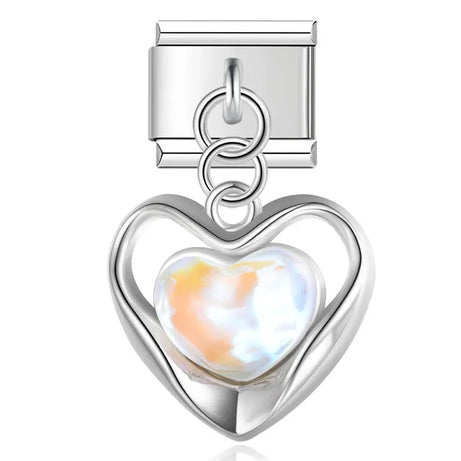 Pearl Heart7 Charm - İtalyan Charm Bileklik