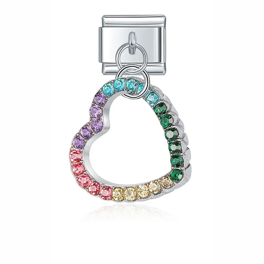 Rainbow Heart 2 Charm - İtalyan Charm Bileklik