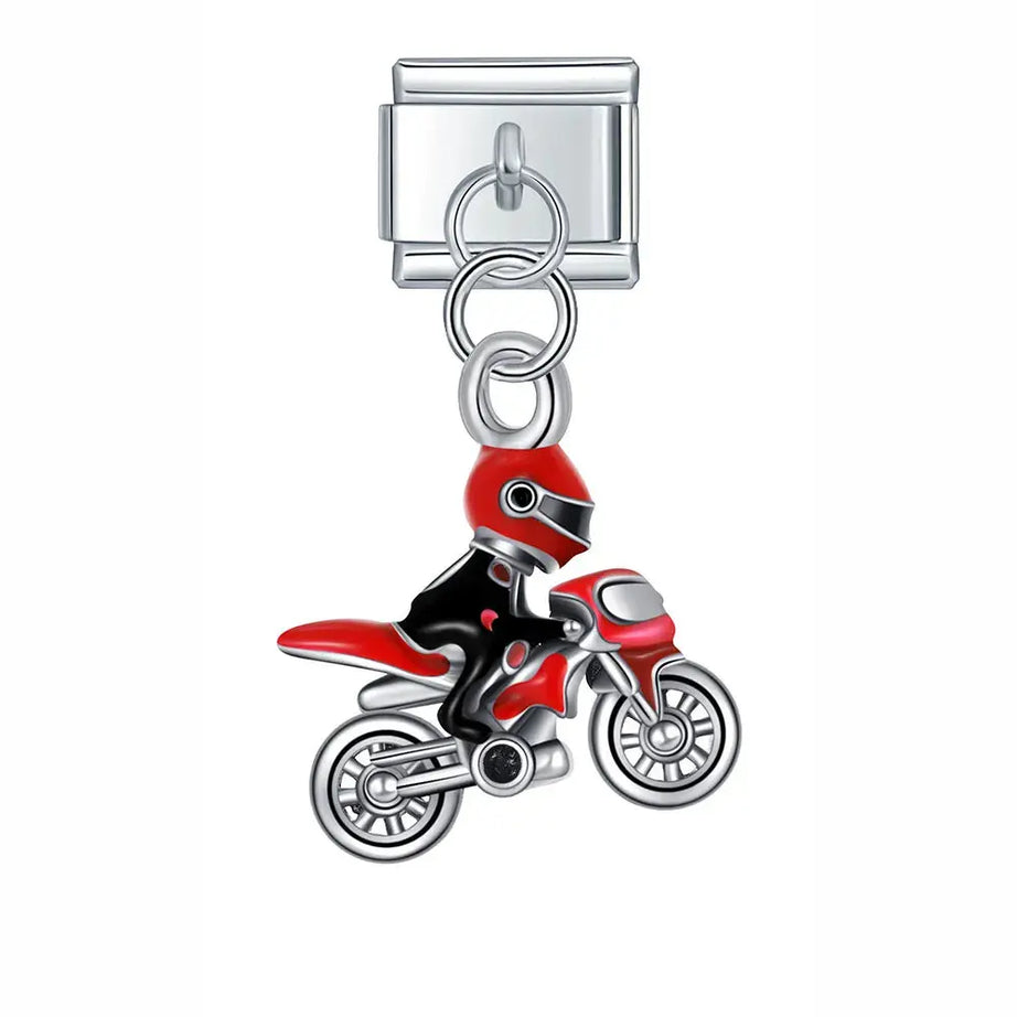 Red Motorcycle Charm - İtalyan Charm Bileklik